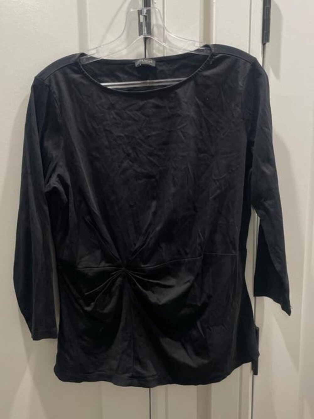 Black long sleeve blouse with sinch detail